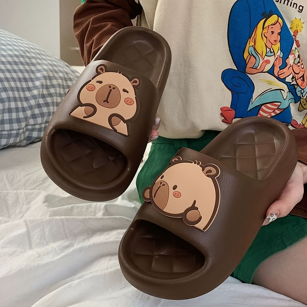 Women's Cute Cartoon Bear EVA Slide Sandals Non-Slip Indoor Outdoor