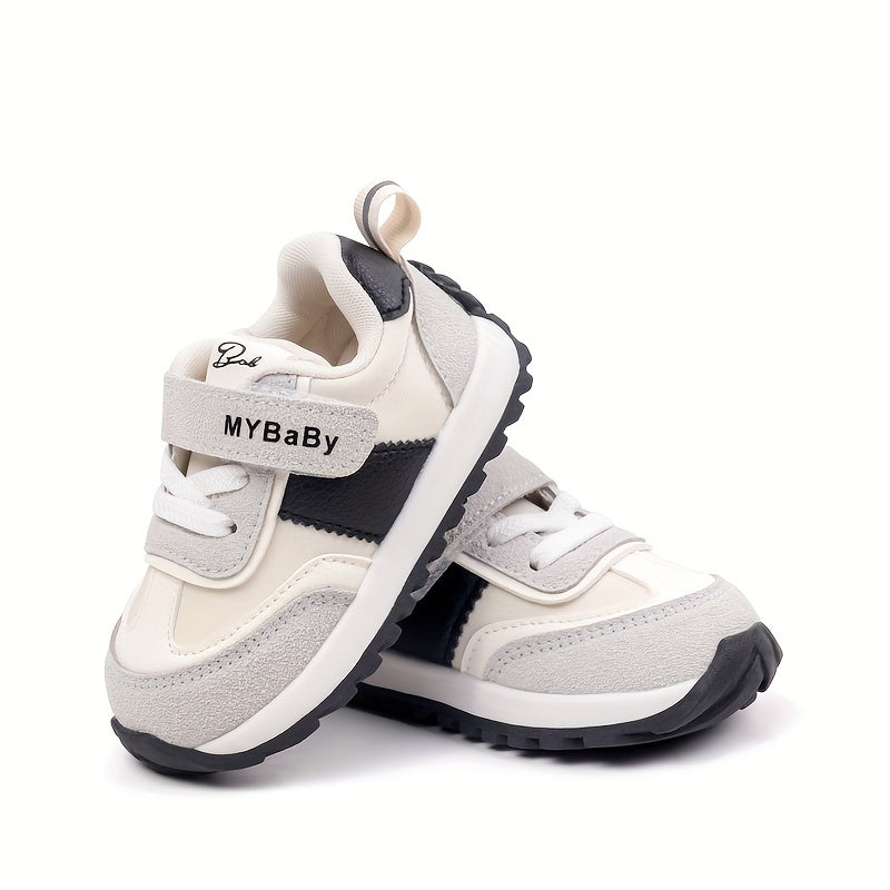 Zapatillas transpirables antideslizantes a rayas para niños pequeños con correa ajustable para exteriores, casual en primavera y otoño