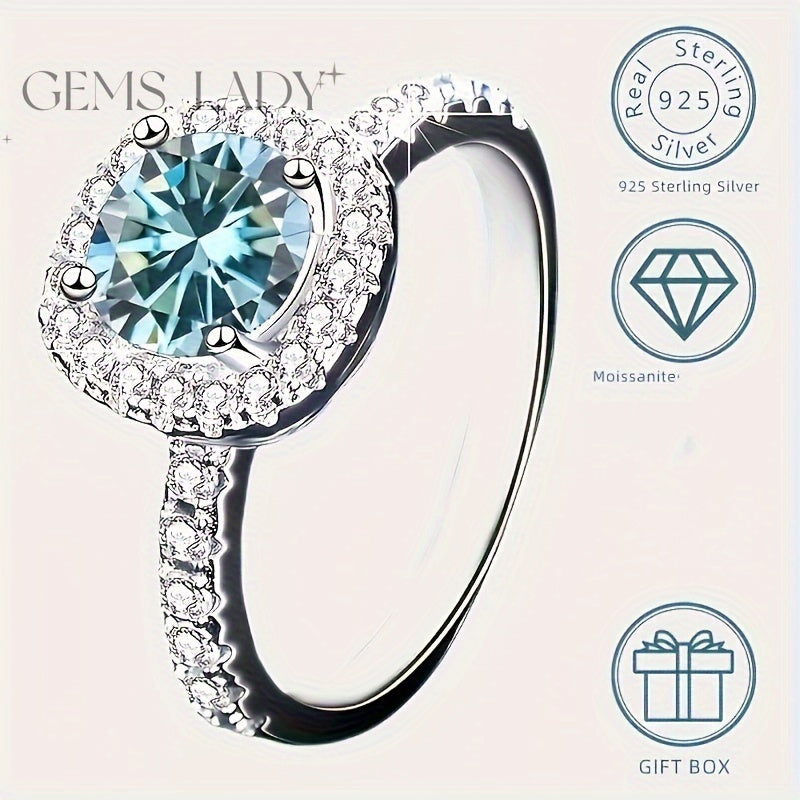 Anillo de promesa con incrustación de moissanita de 3ct en plata de ley para compromiso, boda y aniversario