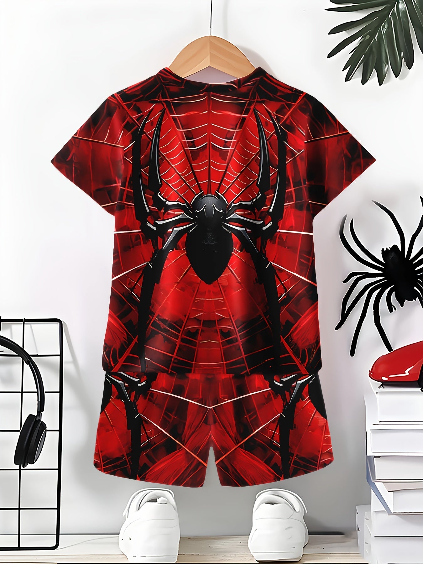 Boys' Casual 3D Printed Suit Set with Short Sleeve Sweatshirt Shorts and T-Shirt