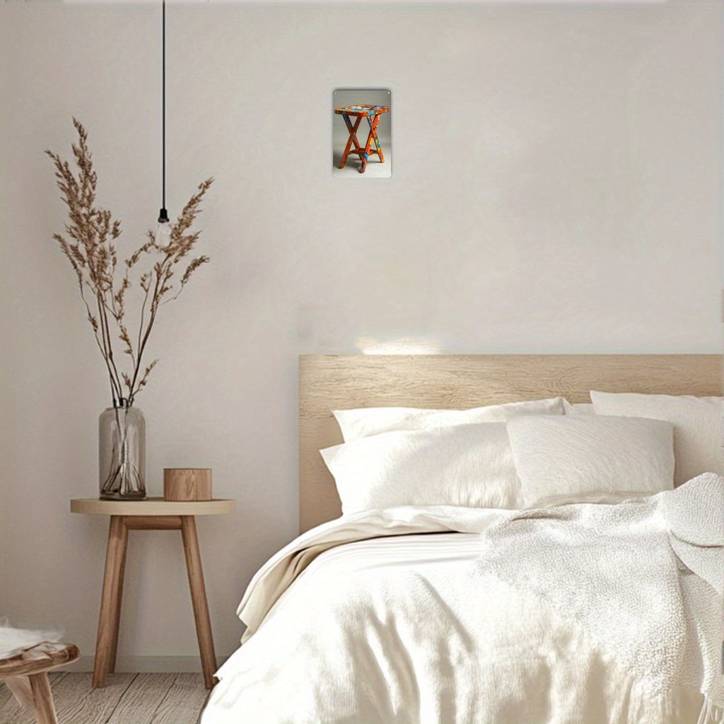 Pop Art-ga bag'ishlangan alyuminiy egiluvchan stol, devorga osish uchun kvadrat dizayn, ko'chma va ko'p maqsadli, oson sayohat va zamonaviy ko'rsatish uchun vertikal dizayn.