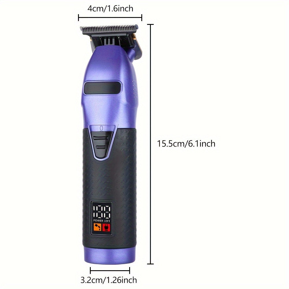 Electric Hair Trimmer with LED Display Rechargeable Lithium Battery T-Shaped Blade for Barbers and Salons