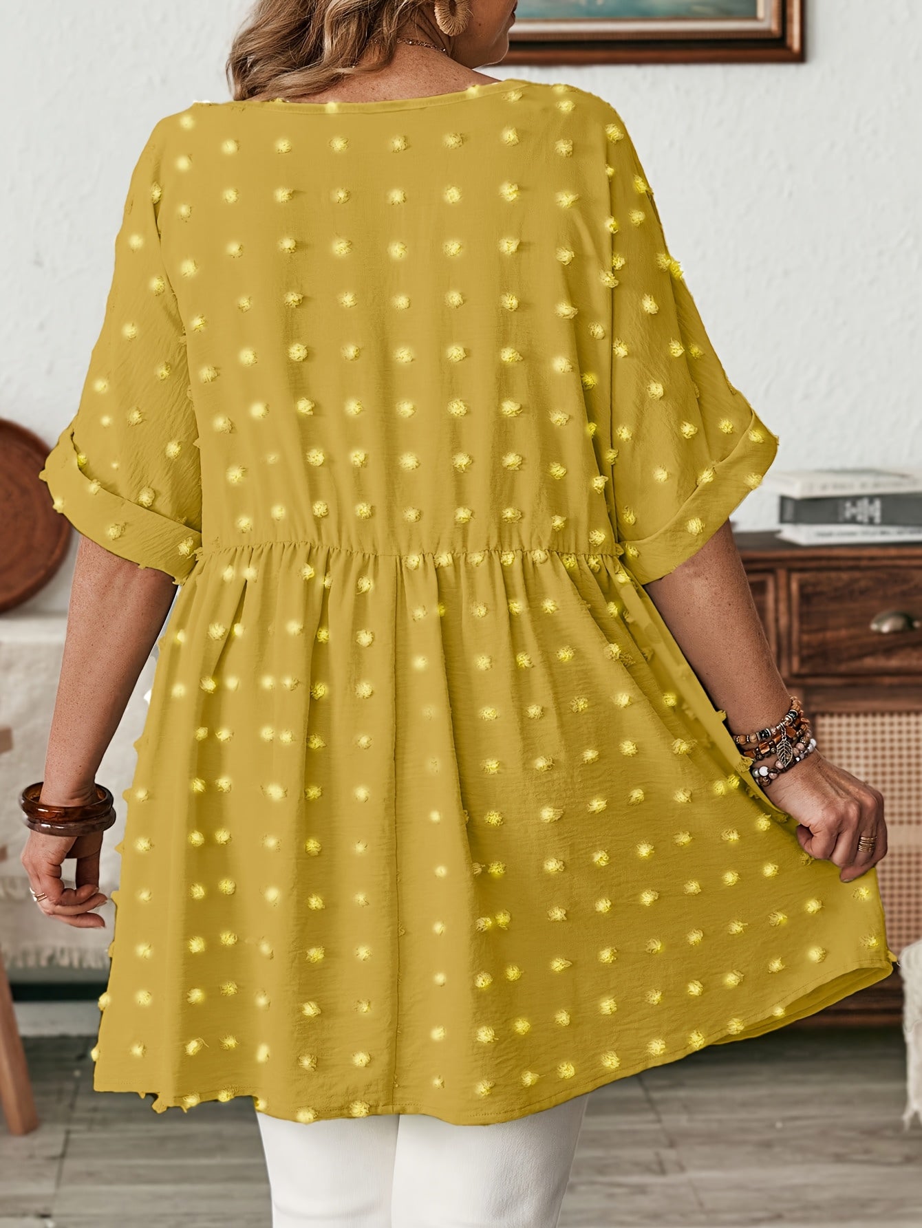 Plus Size Women's V-Neck Batwing Sleeve Blouse Breezy Lightweight Top