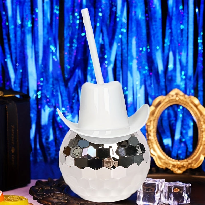 Pink 600ml Disco Ball Tumbler with Straw Electroplated Plastic for Parties
