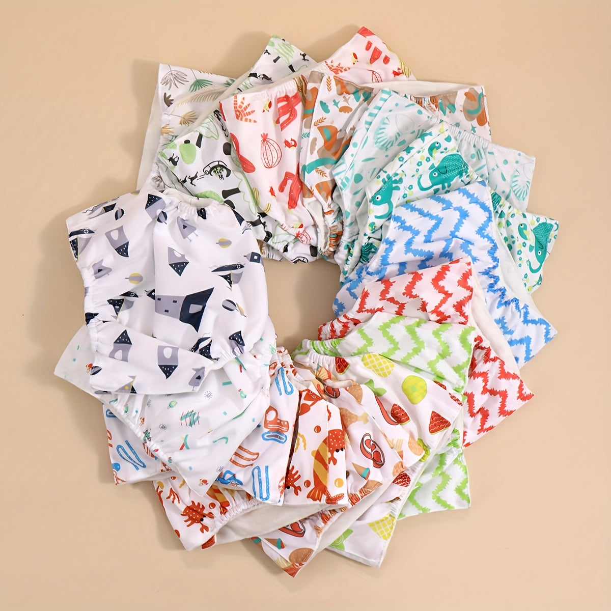 3-to'plam bolalar uchun suv o'tkazmaydigan paxta tagliklari, snaps bilan, yangi tug'ilganlardan 3 yoshgacha