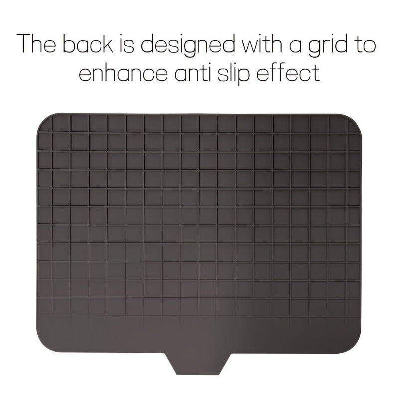 Silicone quritish matritsasi kvadratli sink himoyachisi, drenaj teshiklari bilan, sirpanishga qarshi, issiqlikka chidamli, suv o'tkazmaydigan oshxona stol usti pad