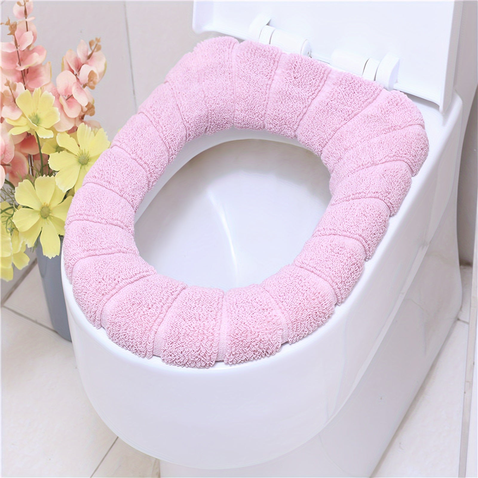 Unisex Plush Warm Toilet Seat Cover Adjustable Soft Machine Washable