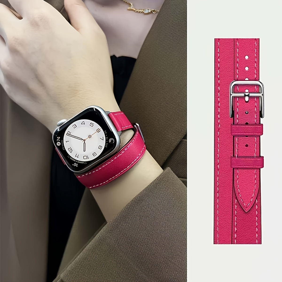 14-ta qismli ko'p rangli sun'iy charm smart soatlar uchun bantlar, iWatch Series SE/1-9 va Ultra bilan mos keladi, erkaklar va ayollar uchun mos keladigan ikki marta aylantiriladigan moslashuvchan.