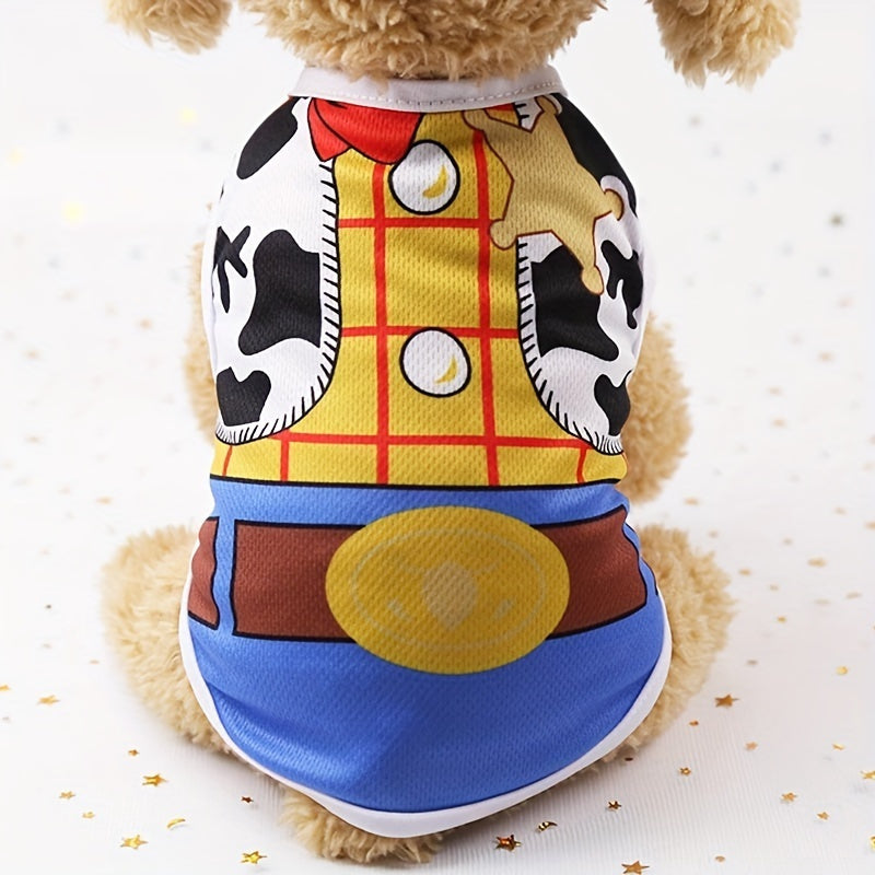 Camisetas de perro de dibujos animados adorables para razas pequeñas hechas de poliéster suave, camiseta de manga corta para perros