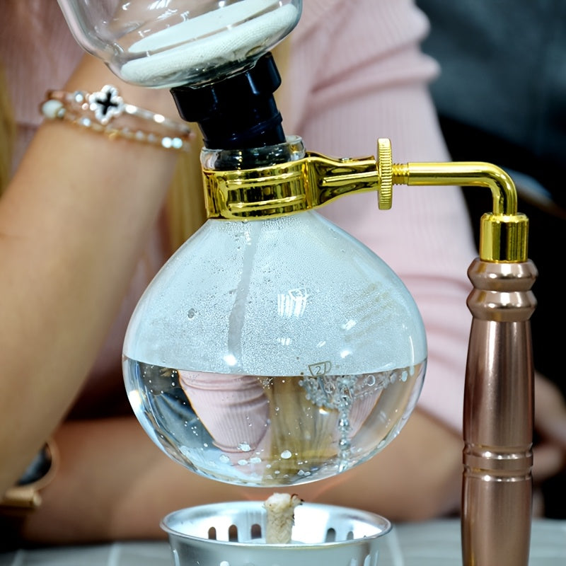 Elegant Glass 3-Cup Vacuum Syphon Coffee Maker Kit with Spoon and Brush