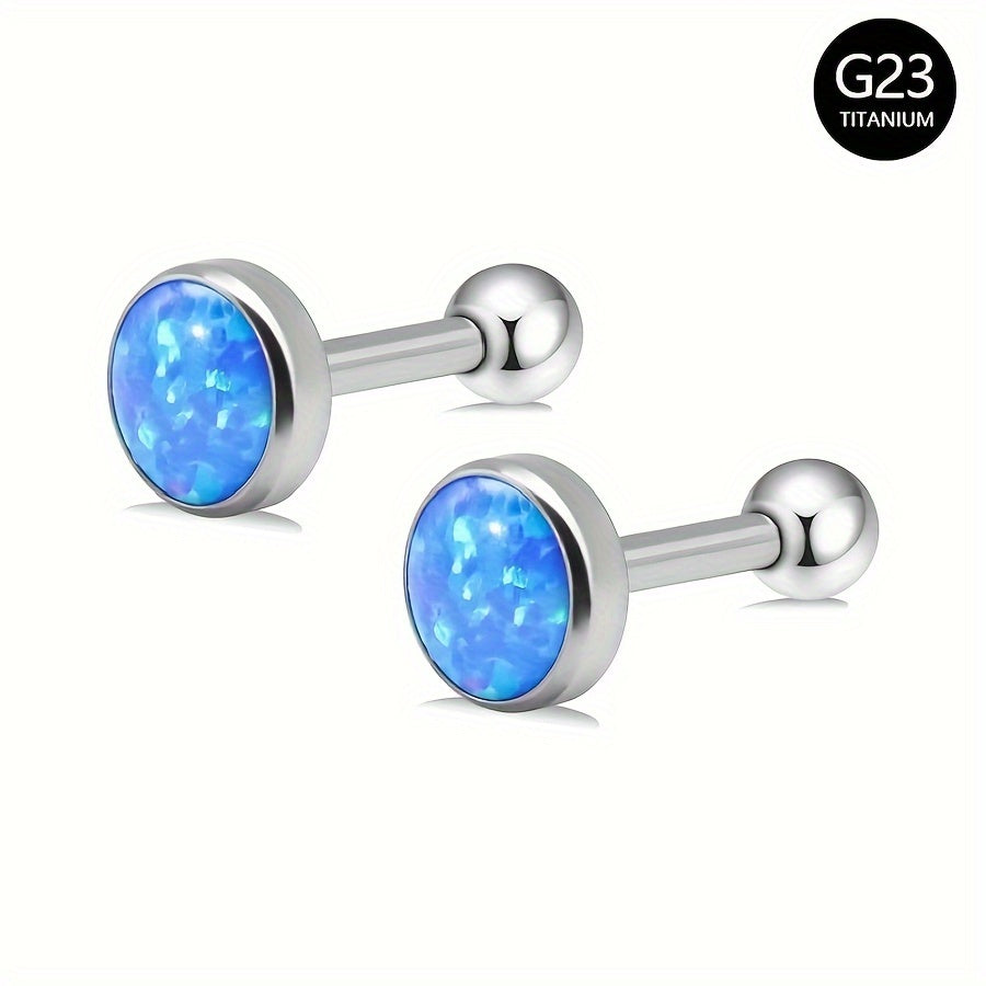2-Piece Titanium Opal Stud Earrings for Women Hypoallergenic Jewelry
