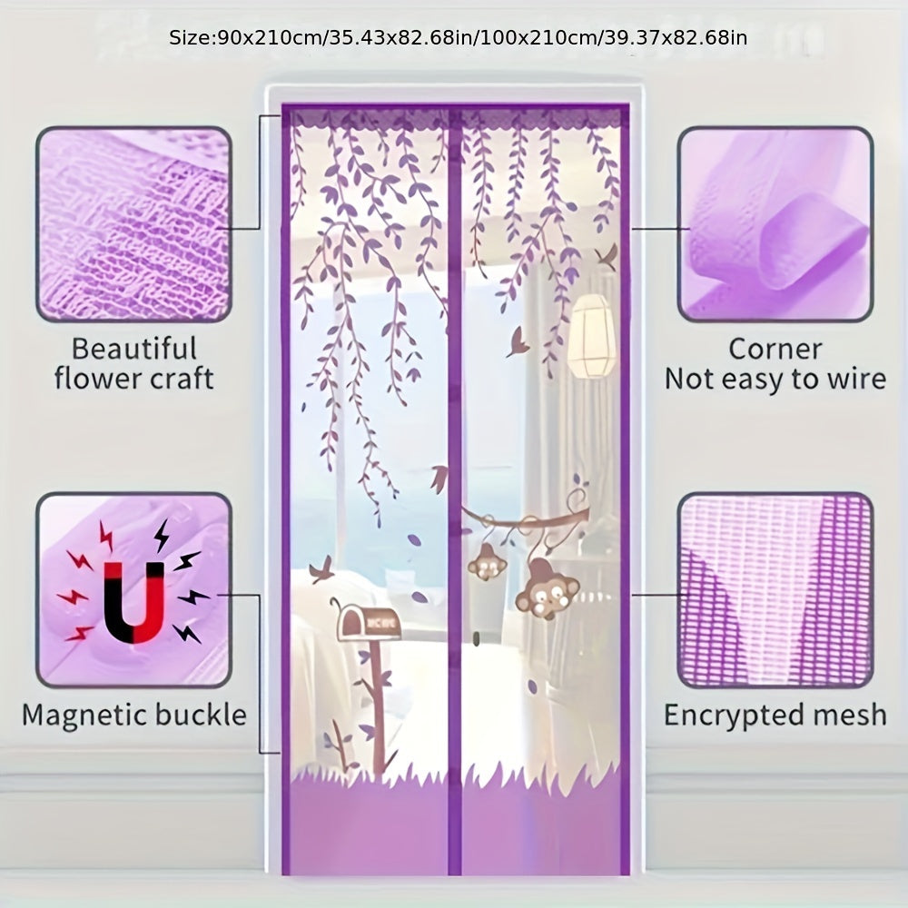 Magnetic Mesh Curtain with Magic Tape for Mosquito Prevention and Summer Use in Bedrooms and Homes