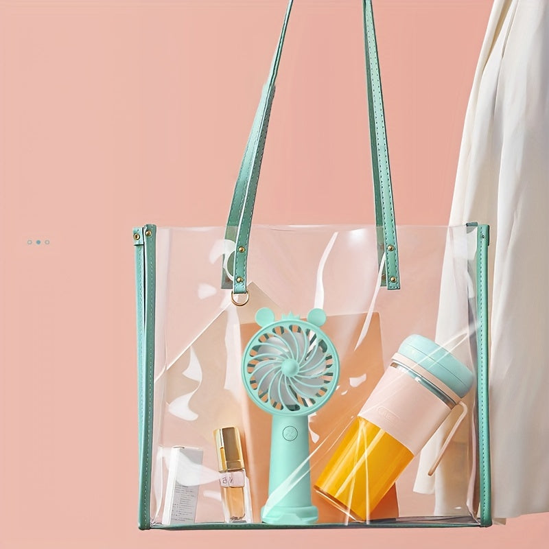 USB Rechargeable Handheld Fan with 3 Speeds, Mobile Stand, Compact and Portable