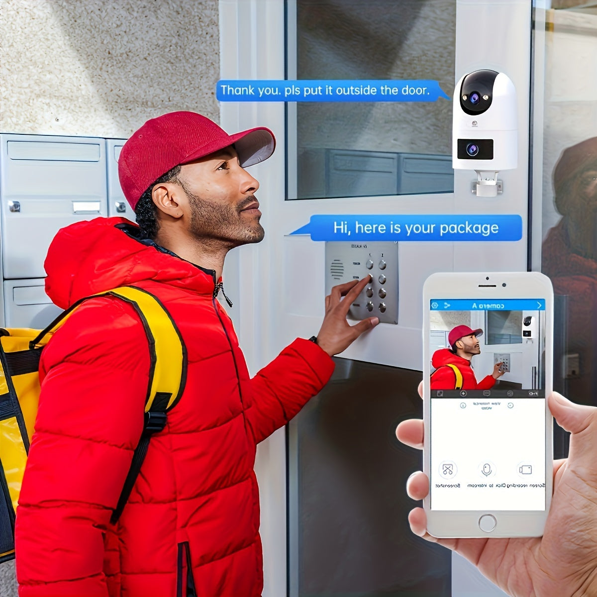 Indoor WiFi Security Camera 1296p HD with Wall Mount Dual Lens Smartphone Compatible