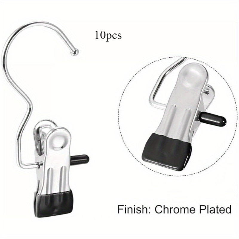 Pinzas de lavandería de uso pesado, paquete de 10 con ganchos giratorios para colgadores y organizadores de armario