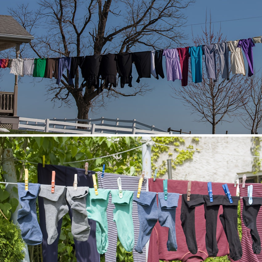 Mustahkam po'lat yadroga ega, mustahkam naylon kiyim ipi, oson o'rnatish uchun teshik ochmasdan, shamolga chidamli va sirpanmaydigan dizayn bilan, lagerda foydalanish uchun - uzunligi 1000 sm. Tabiatda kiyim osish uchun mukammal.