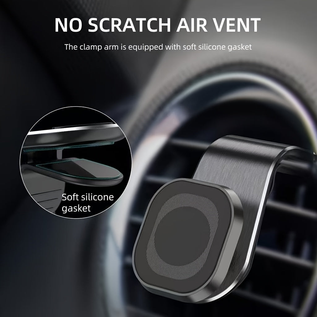 Universal Aluminum Alloy Magnetic Car Phone Holder L-Shaped Vent Mount Durable Anti-Shake