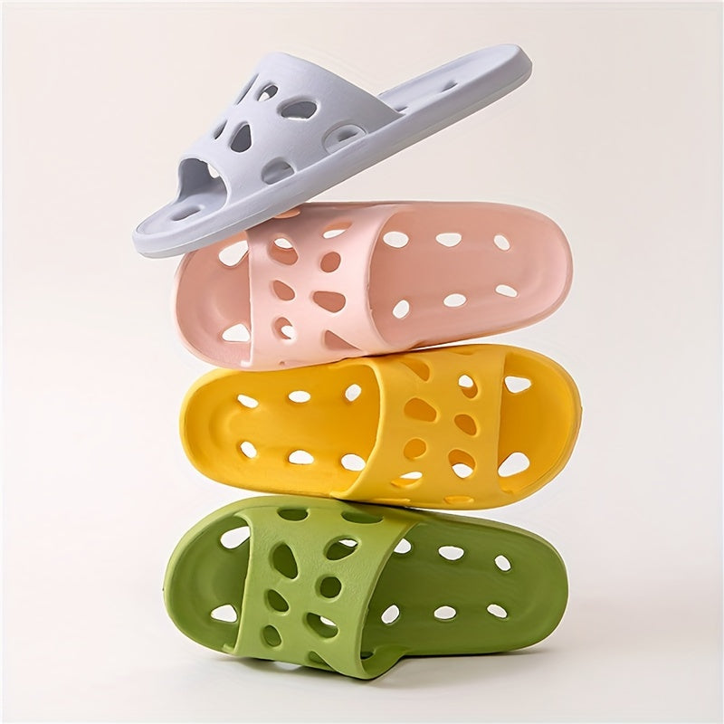 EVA Slippers Solid Color Hollow-Out Non-Slip Drainage Shower Slides