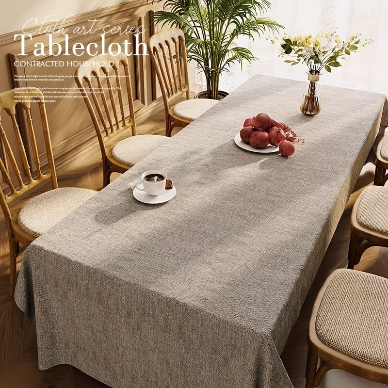 Beige Polyester Rectangular Waterproof Oil-Proof Tablecloth for Picnic and Dining