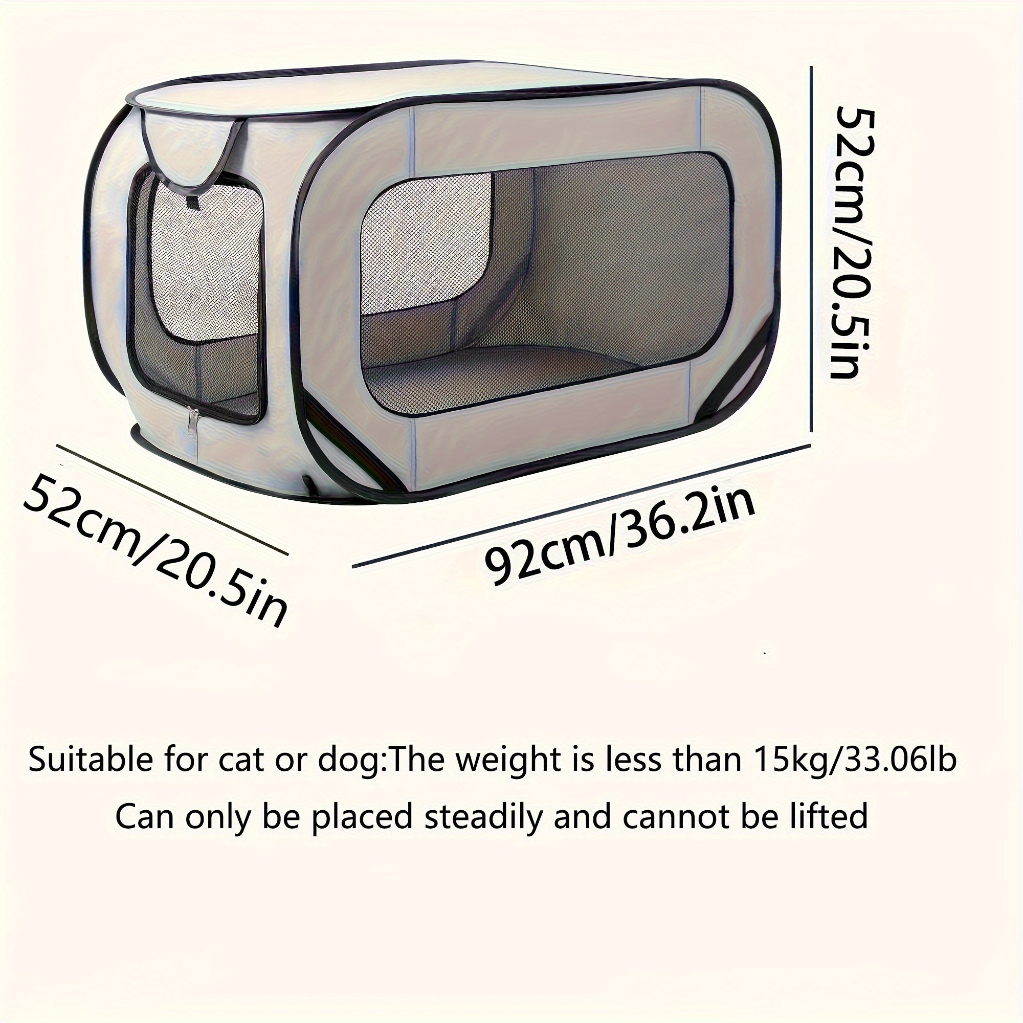 Foldable Pet Cage with Lockable Zipper for Cats and Small Dogs Indoor Outdoor Use