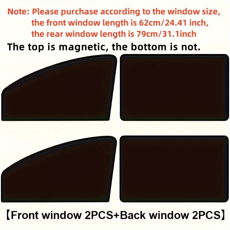 Car Window Curtains 4 Pack Blackout Polyester Sunshade Magnetic Insulation