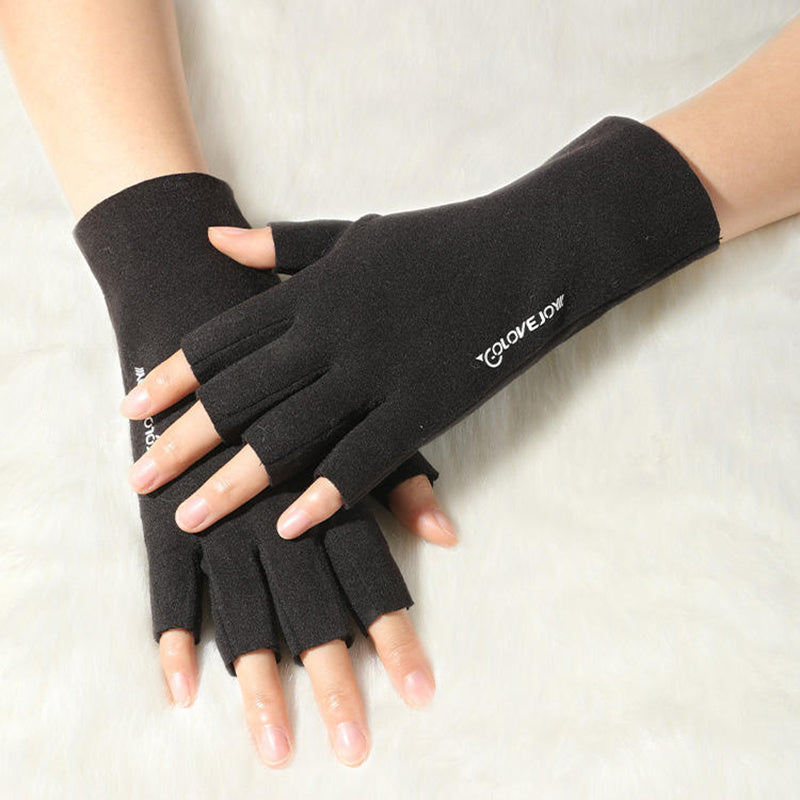 Long Velvet Fingerless Gloves Windproof Warm Touch Screen Compatible