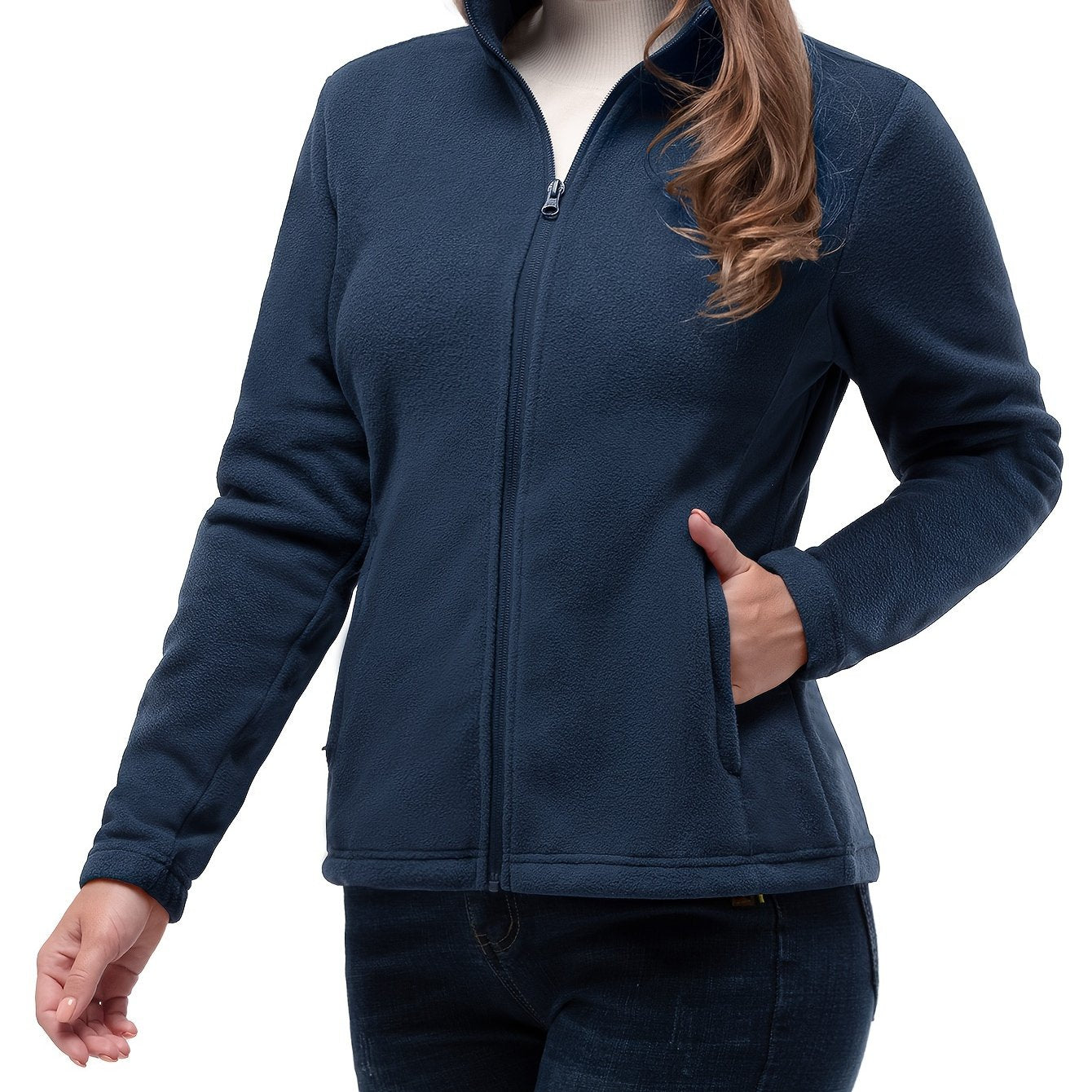 Women’s Fleece Jacket Full-Zip Warm Soft Polar Plus Size Winter Coat