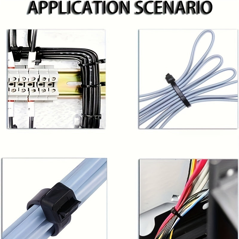 1000 Pack Black Nylon Cable Ties Assorted Sizes Water-Resistant UV-Resistant