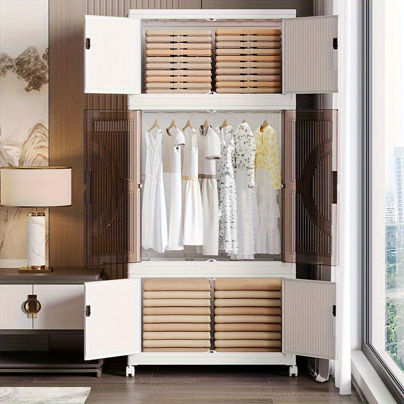 Plastic Modular Storage Cabinet with Dispensers, Foldable Expandable Organizer for Home Office Bedroom