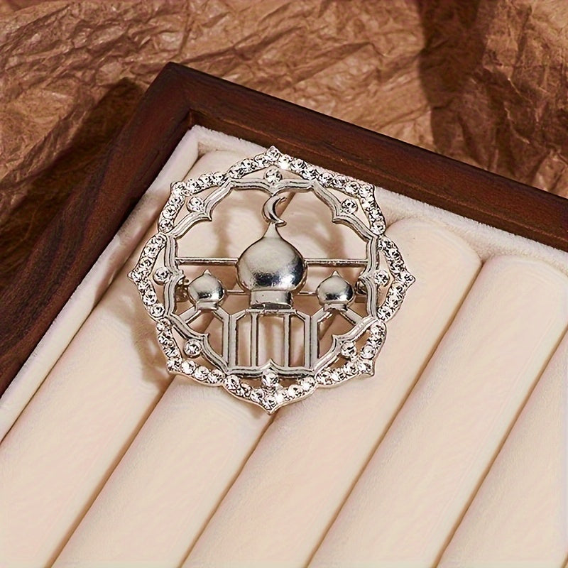 Vintage Round Rhinestone Brooch with Synthetic Pearl and Southeast Asian Charm