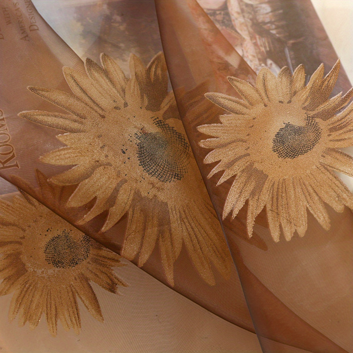 Sunflower Printed Sheer Curtain with Flower Design for Bedroom Living Room Office