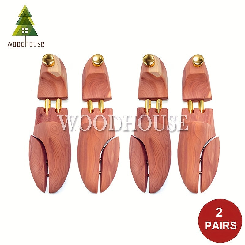 2 Pairs Cedar Wood Ankle Strap Shoe Accessories Natural Wood Gold Hardware