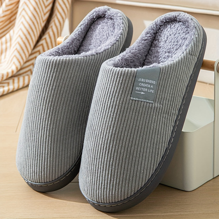 Women's Corduroy Slip-On House Slippers with Soft Lining and Durable Sole
