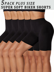 Pantalones cortos de ciclista suaves para mujer talla plus de 6 pulgadas de alto con costura sin costuras para entrenamiento y ropa deportiva