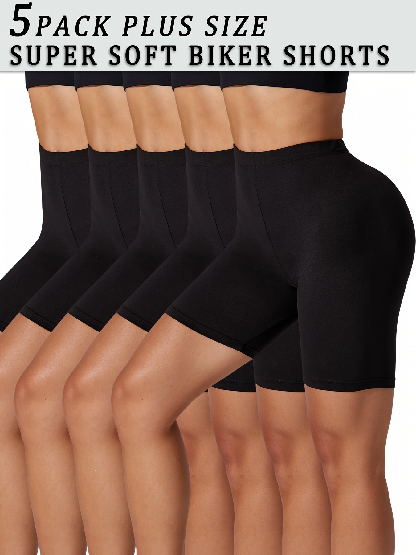 Pantalones cortos de ciclista suaves para mujer talla plus de 6 pulgadas de alto con costura sin costuras para entrenamiento y ropa deportiva