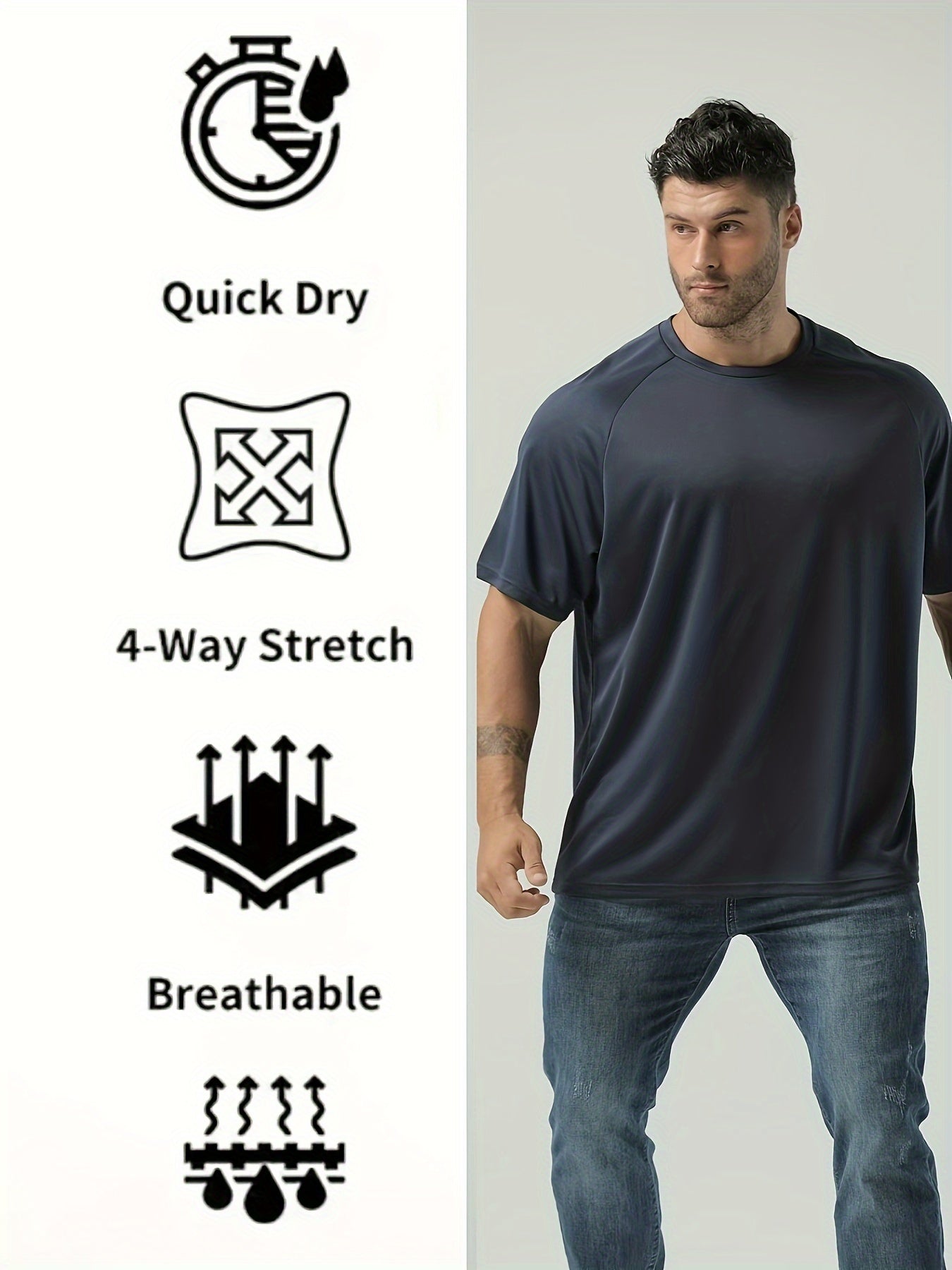 Мужские спортивные майки больших размеров, влагоотводящие, быстро сохнущие, короткий рукав, полиэстер