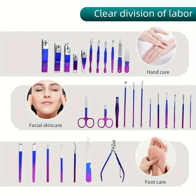 Colorful Stainless Steel Nail Clipper Set for Home and Travel Beauty Care