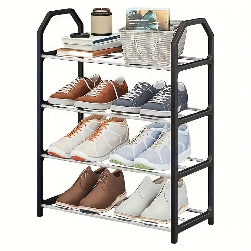 4-Tier Stainless Steel Shoe Rack Standalone Organizer for Entryway Hallway