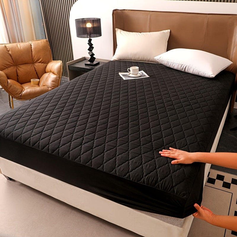 Waterproof Fitted Sheet with Geometric Embossed Pattern Deep Pocket Bed Sheet for Bedroom and Guest Room