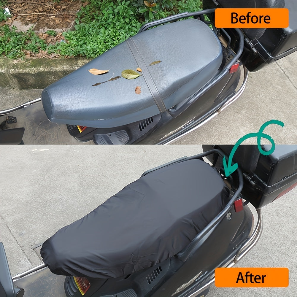 Universal Black 210D Waterproof Motorcycle Rain Seat Cover Dust UV Sun Protection