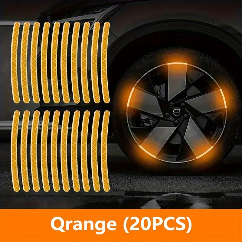 20Pcs Reflective Wheel Hub Stickers Luminous Tire Rim Decals for Cars Bicycles