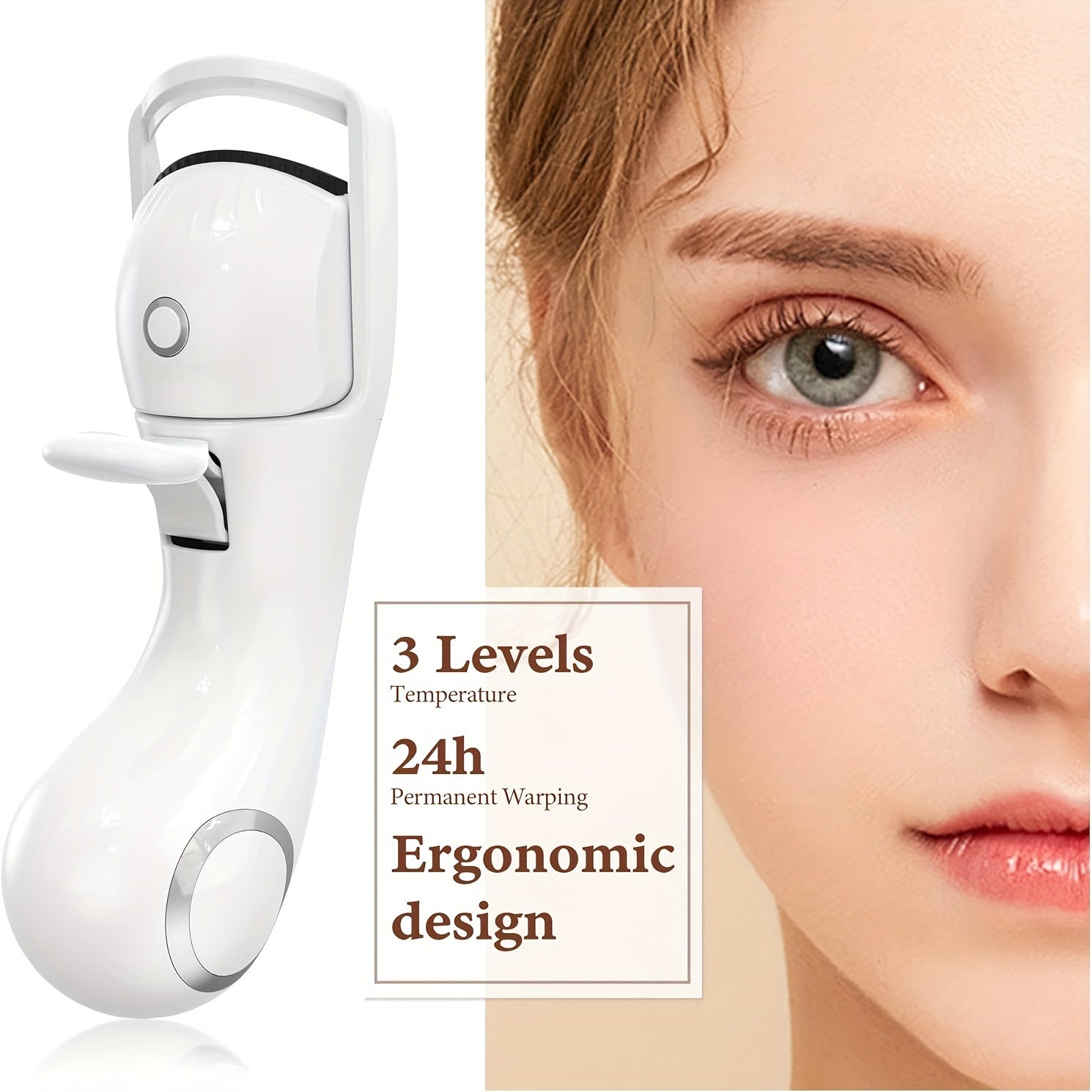 Electric Eyelash Curler with 3-Level Temperature Control USB Rechargeable Portable Makeup Tool