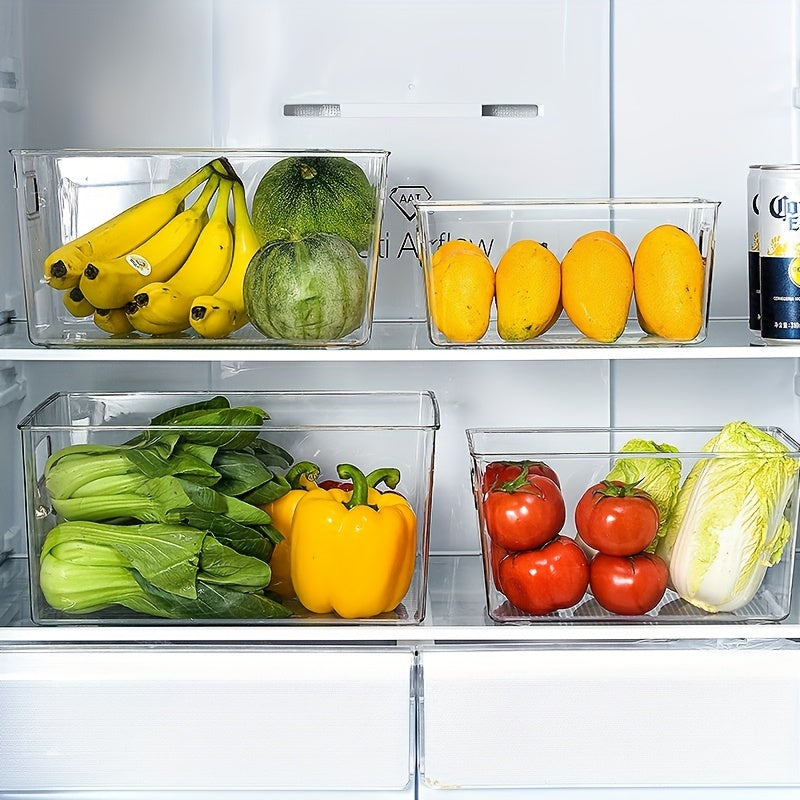 Clear Plastic Food Storage Bins with Handles for Refrigerator Pantry Freezer and Kitchen Organization