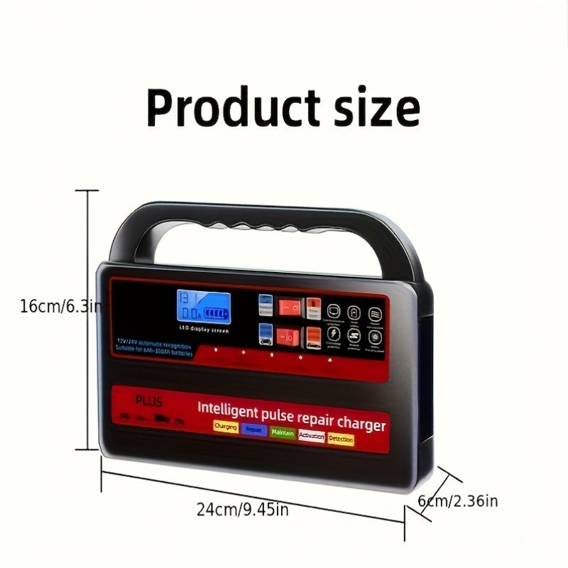 12V 24V Car Battery Charger with Digital Display Automatic High Power Quick Charge EU Plug