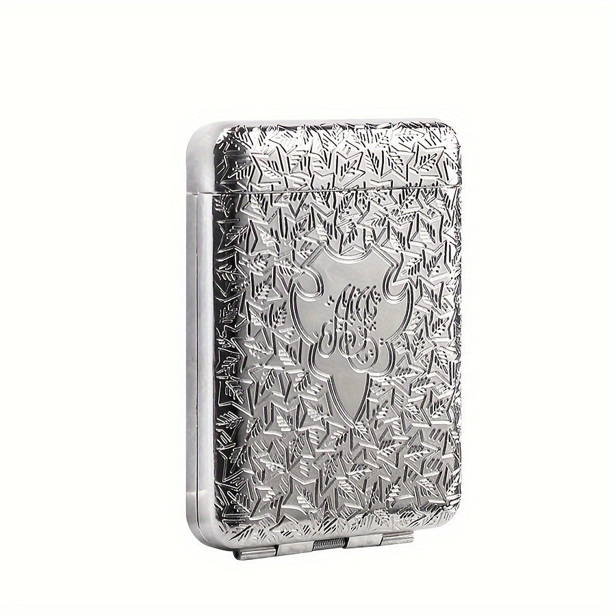 Metal Retro Cigarette Case 16-Pack Engraved Portable Slim Vintage Smoking Tool