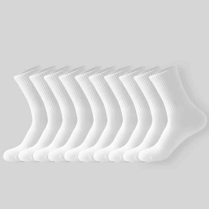 20 Pairs Unisex Mid-Calf Black and White Knit Socks for Autumn Winter