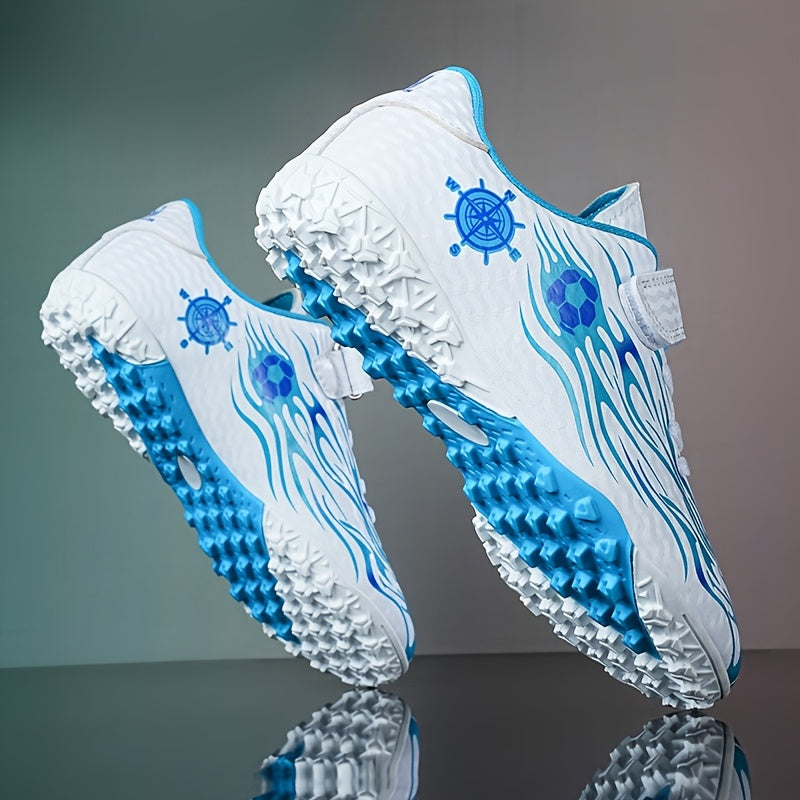 Boys' Breathable Non-Slip Soccer Shoes Blue White Geometric All-Season