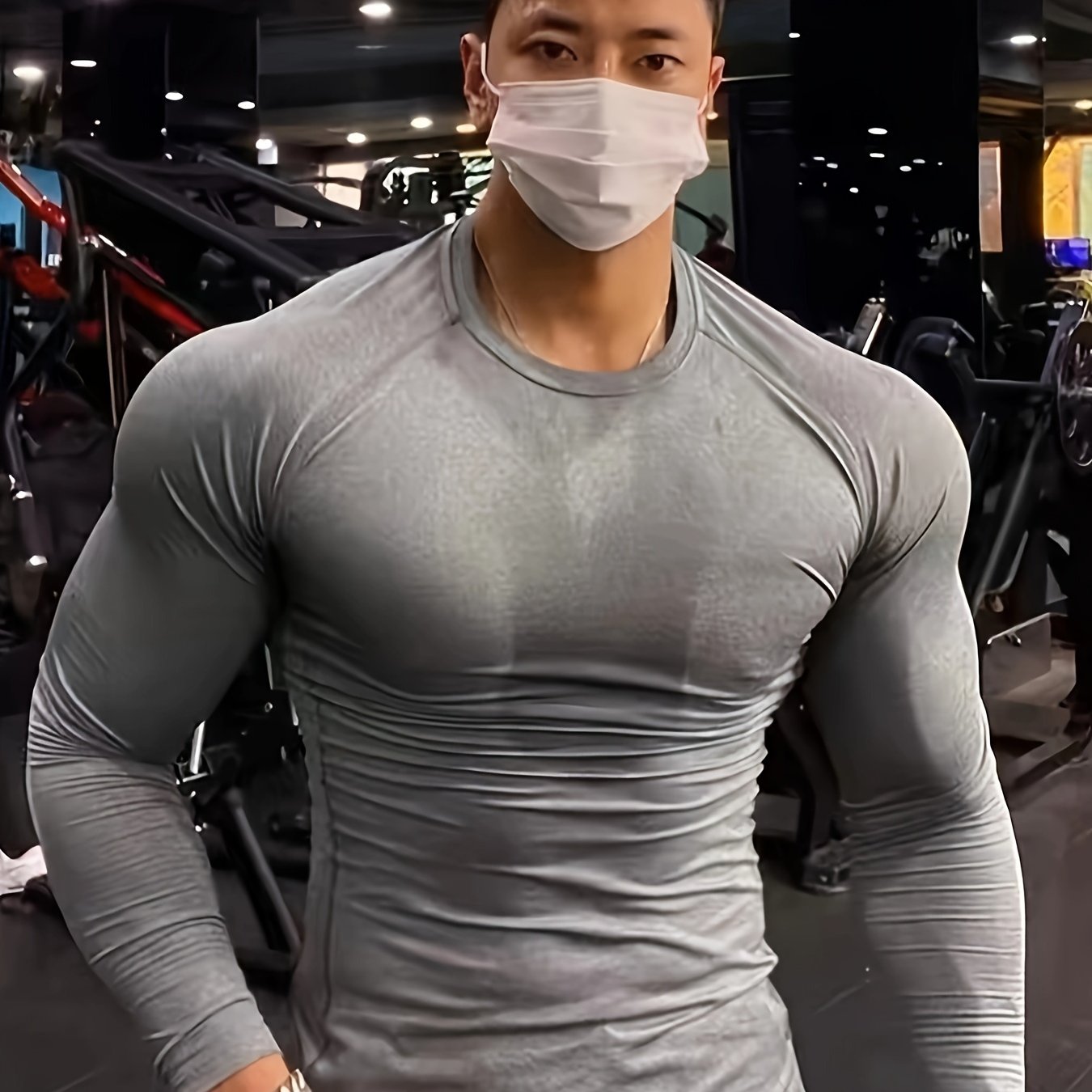 Men's Summer Long Sleeve Shapewear Slim Fit Polyester Elastane Casual