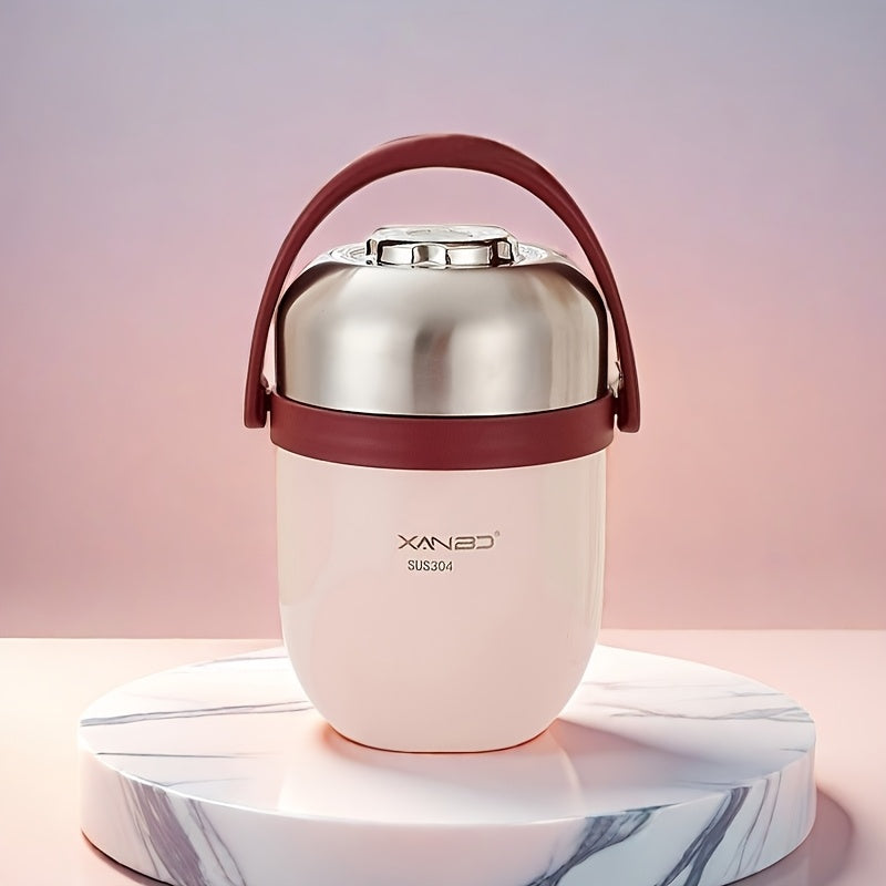 Double-layer vacuum-insulated stainless steel lunch box for hot cold food storage outdoor camping picnics