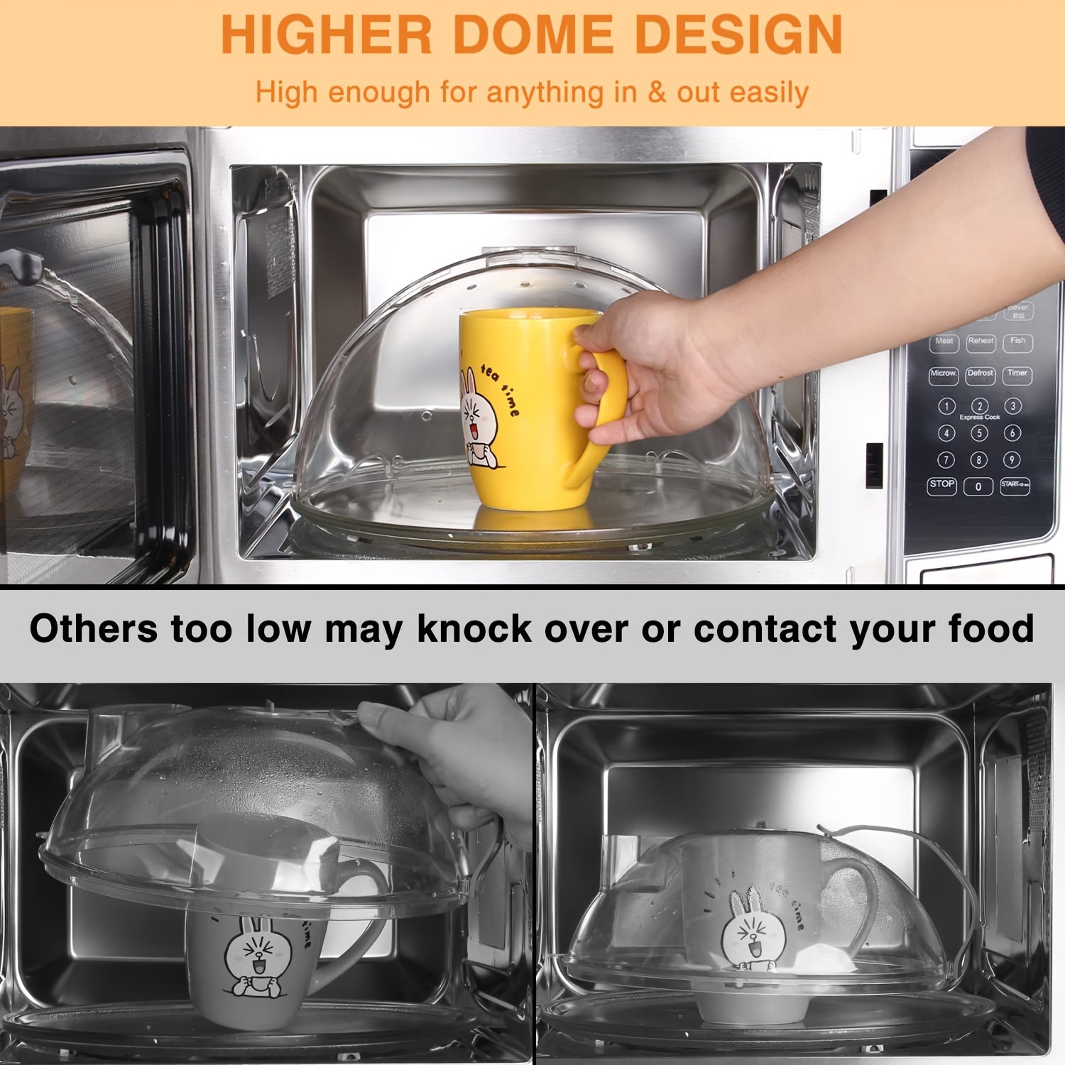 Clear Microwave Plate Cover Heat-Resistant Splatter Guard Reusable Airtight Lid